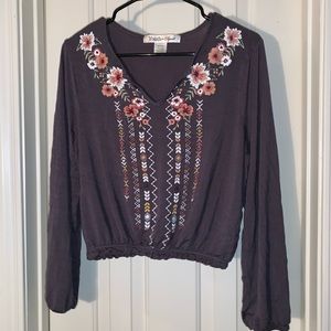 Grey Floral Long Sleeve